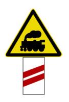 1059、如图所示，这个标志设置在有人看守的铁路道口，提示驾驶人距有人看守的铁路道口的距离还有100米。（判断题）